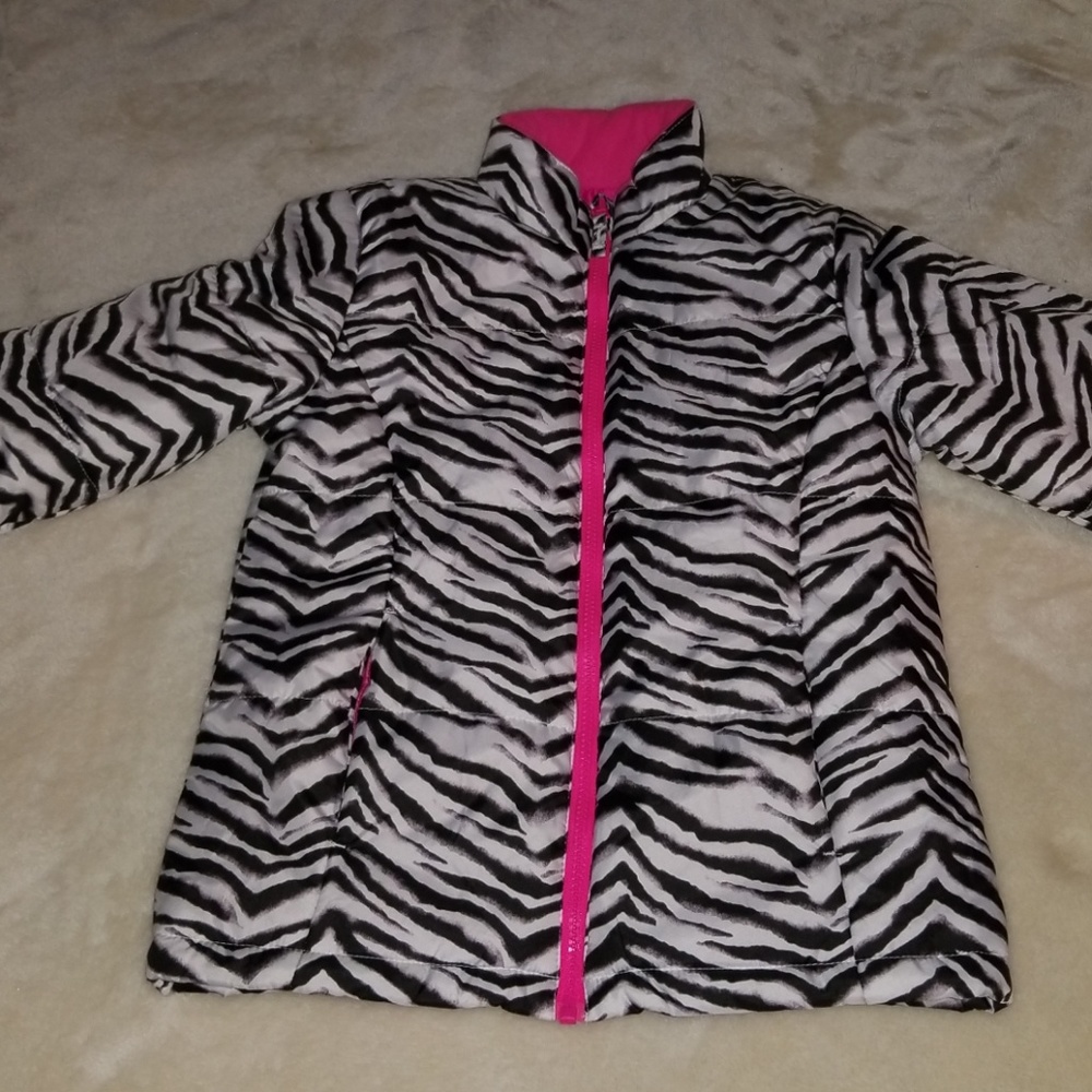 Girls Zebra Puffer Coat